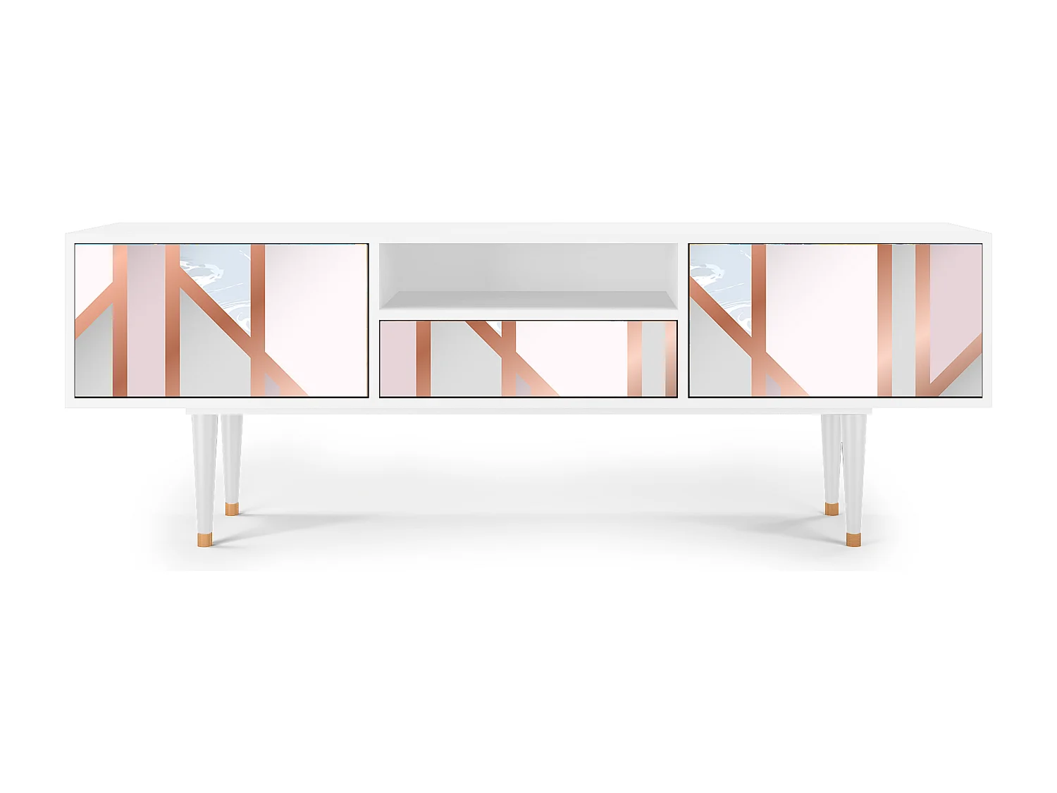 Meuble TV - 170х59х41 cm - T6 - Champagne Story, Blanc