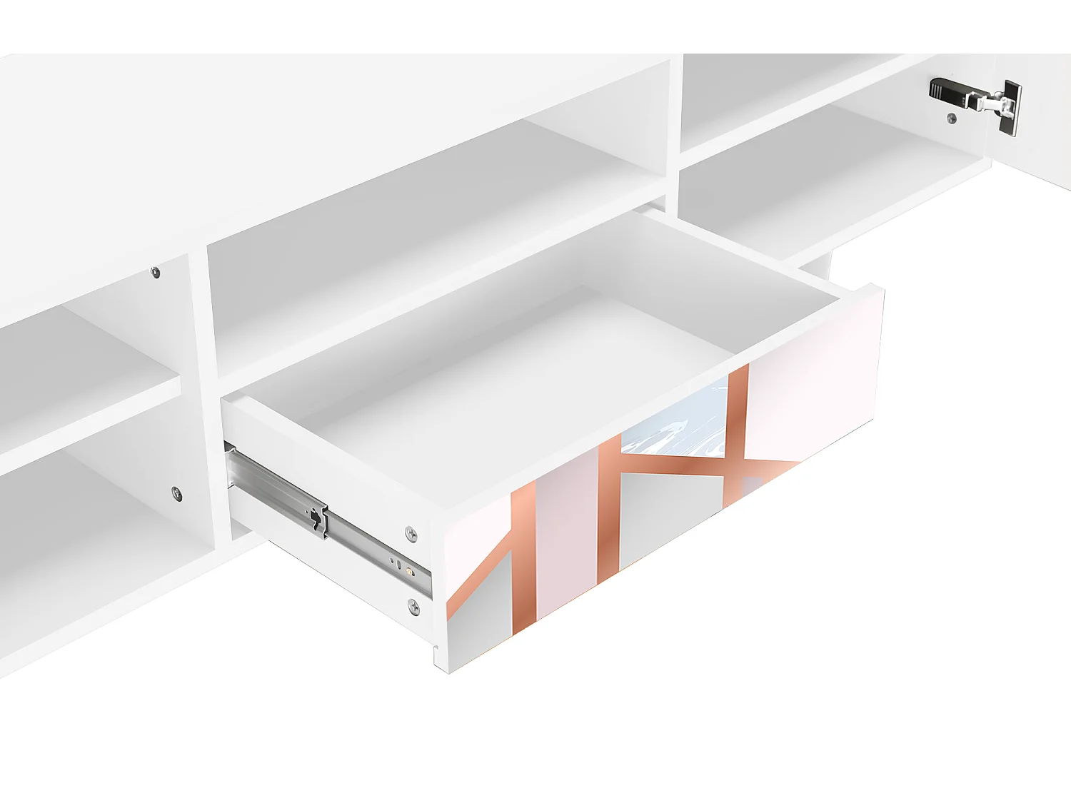 Meuble TV - 170х59х41 cm - T6 - Champagne Story, Blanc