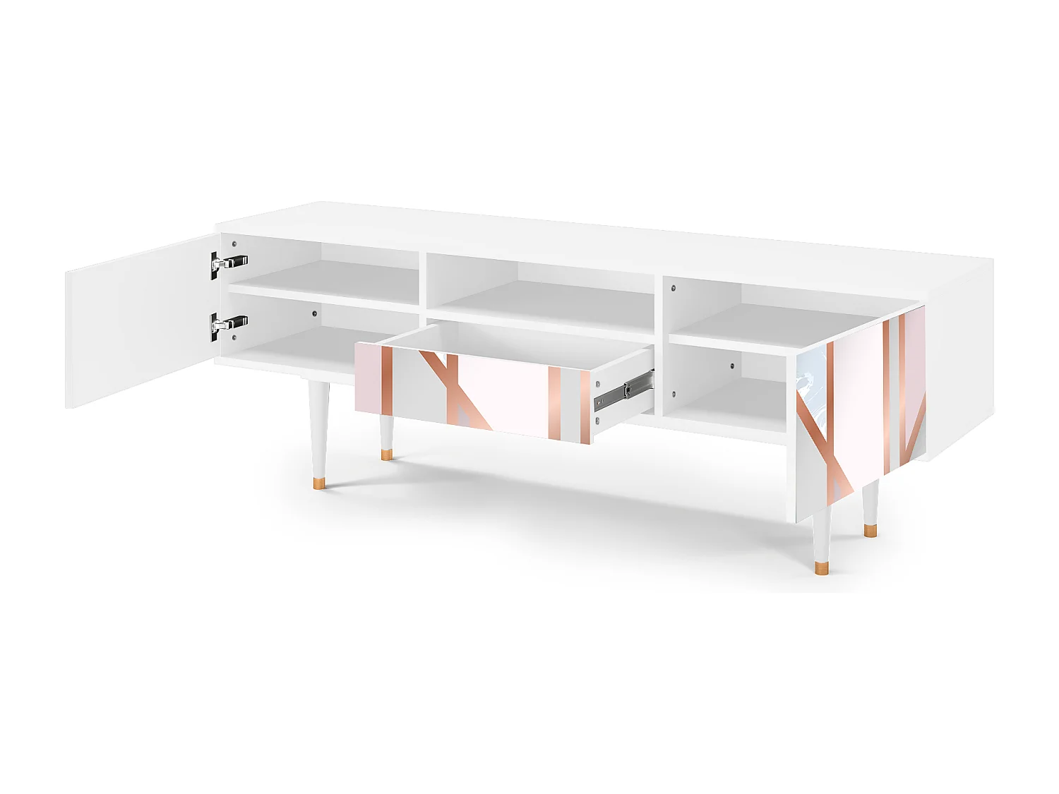 Szafka RTV - 170х59х41 cm - T6 - Champagne Story, Biały