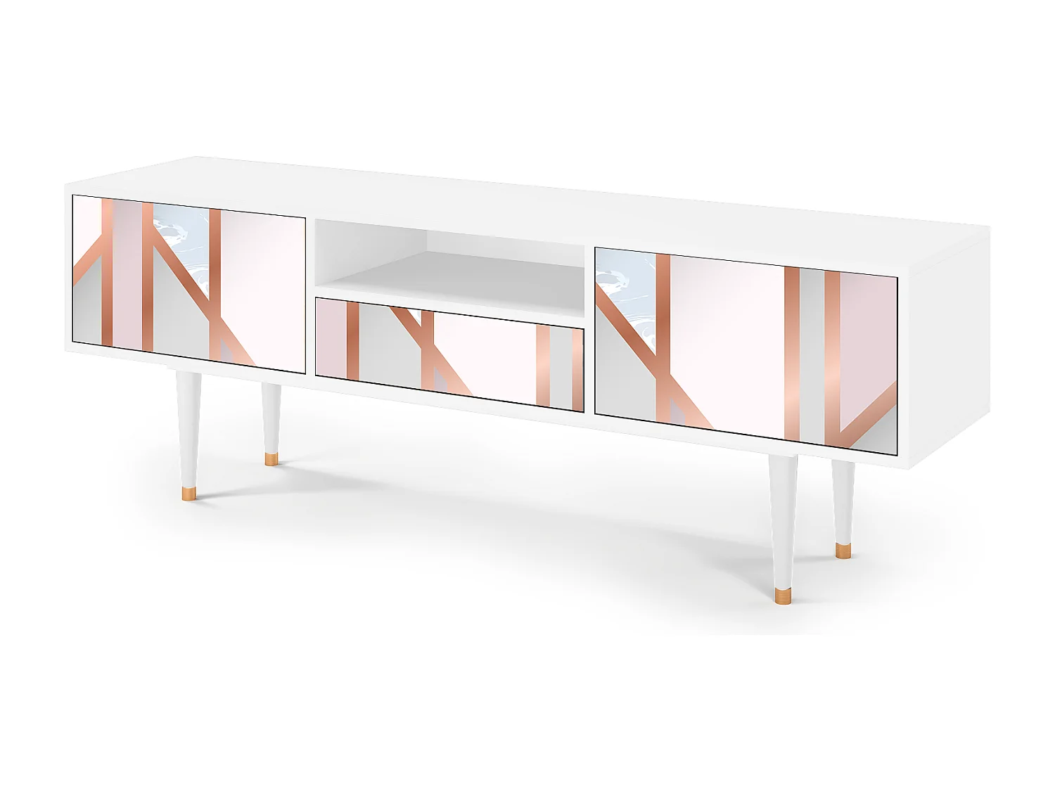 Meuble TV - 170х59х41 cm - T6 - Champagne Story, Blanc