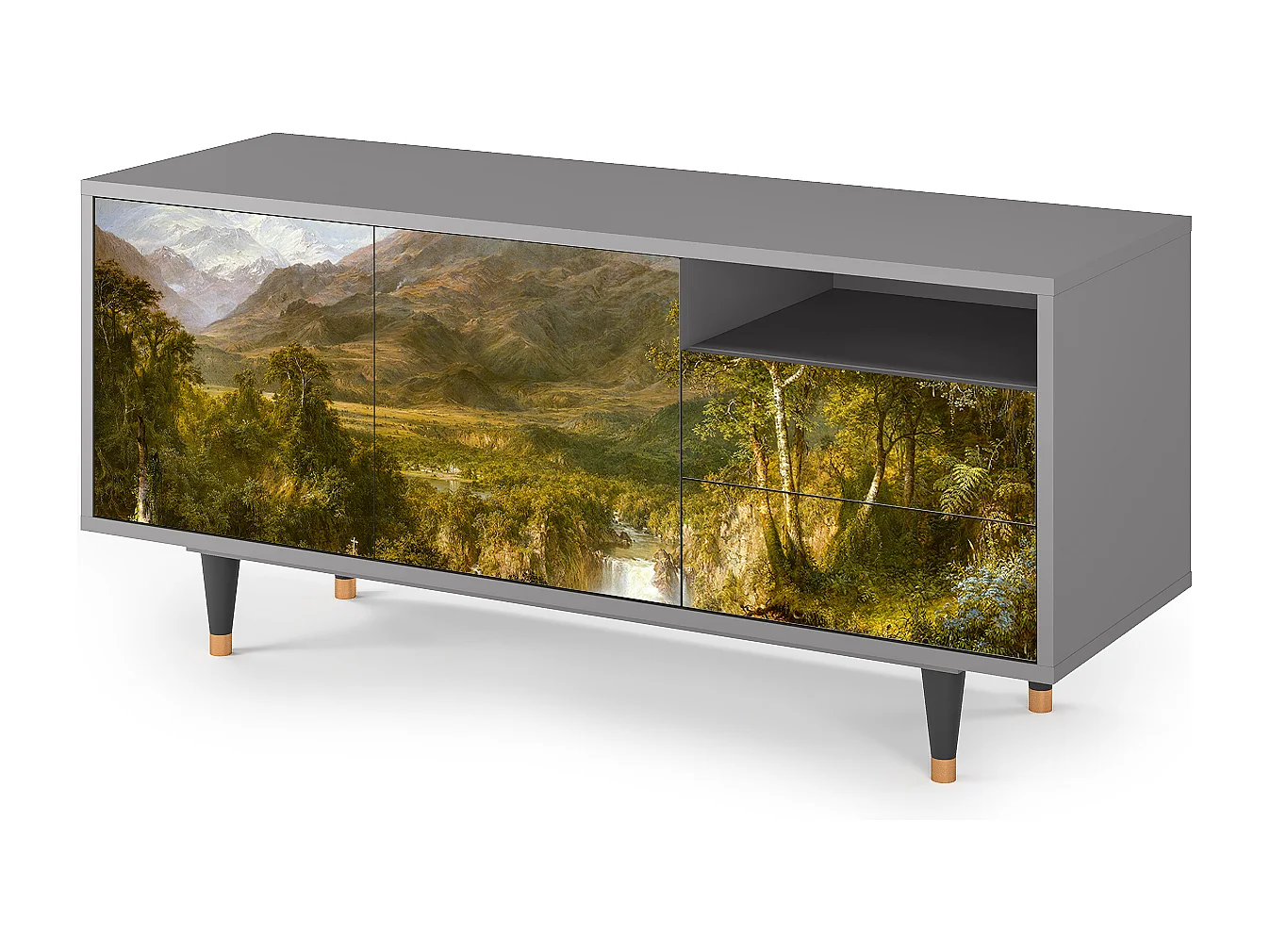 Meuble TV - 125х56х41 cm - T7 - The Heart of the Andes , Gris