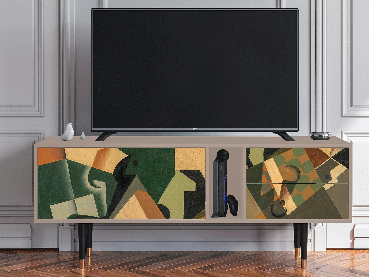 TV-meubel - 170х69х48 cm - T1 - Glass and Checkerboard, Latte