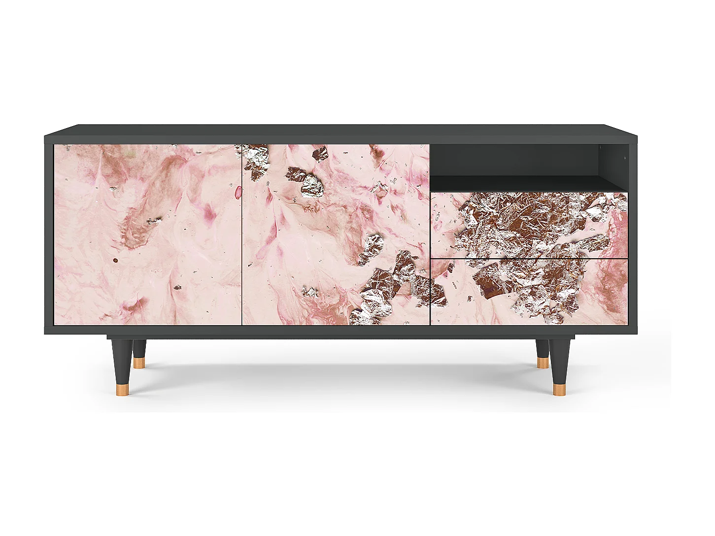 Mueble de TV - 125х56х41 cm - T7 - Cotton Candy, Antracite