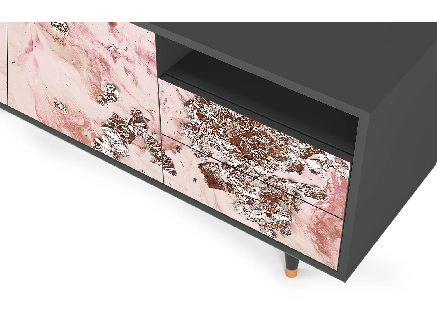 Mueble de TV - 125х56х41 cm - T7 - Cotton Candy, Antracite