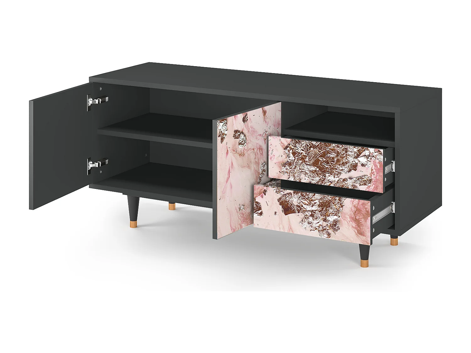 Mueble de TV - 125х56х41 cm - T7 - Cotton Candy, Antracite