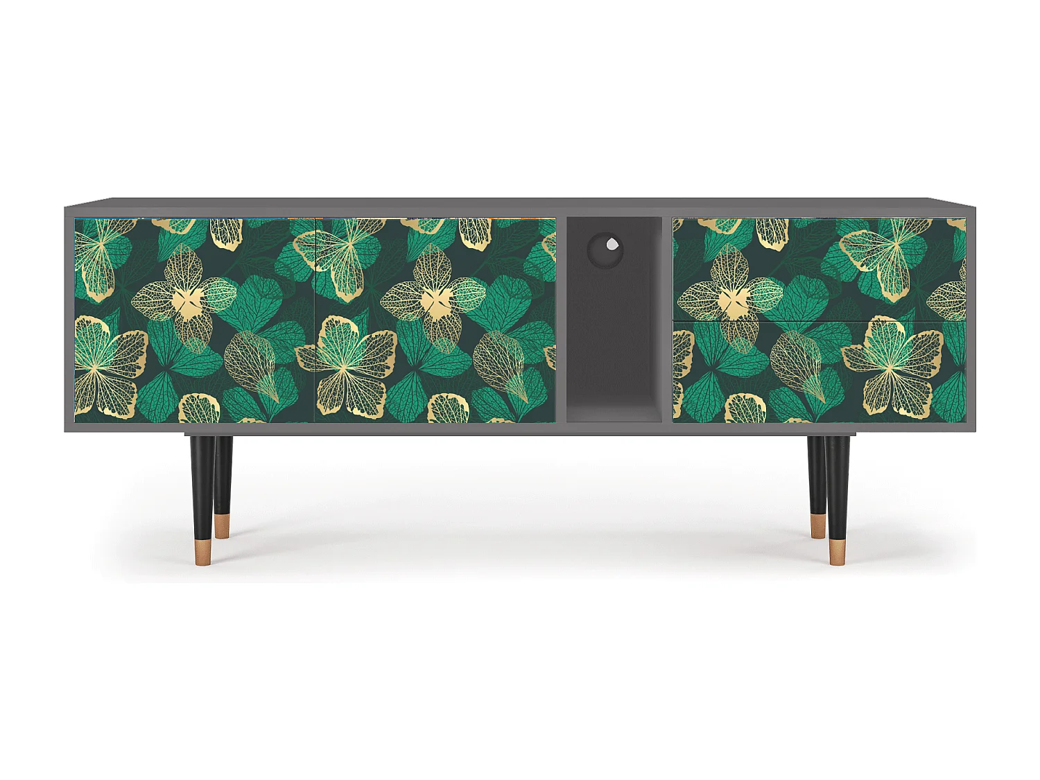 Szafka RTV - 170х69х48 cm - T1 - Green Flower, Szary