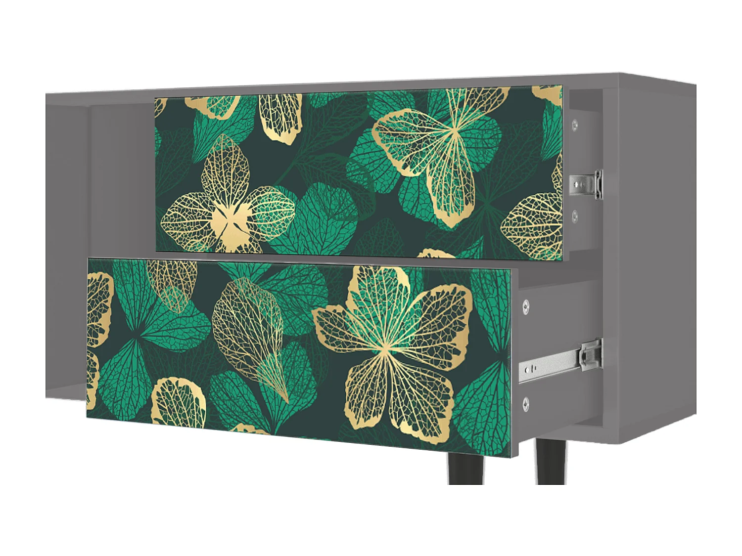 Szafka RTV - 170х69х48 cm - T1 - Green Flower, Szary