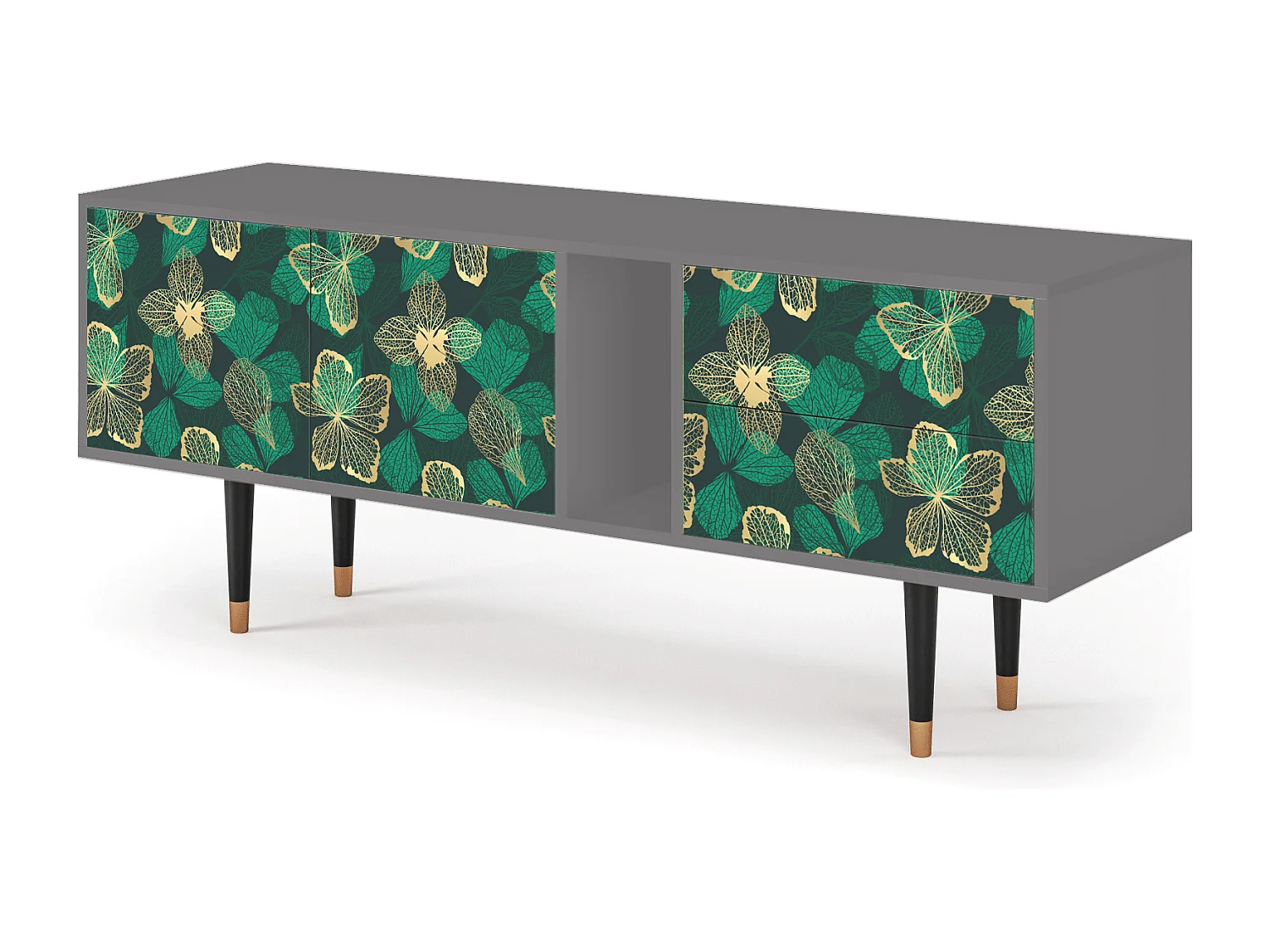 Meuble TV - 170х69х48 cm - T1 - Green Flower, Gris