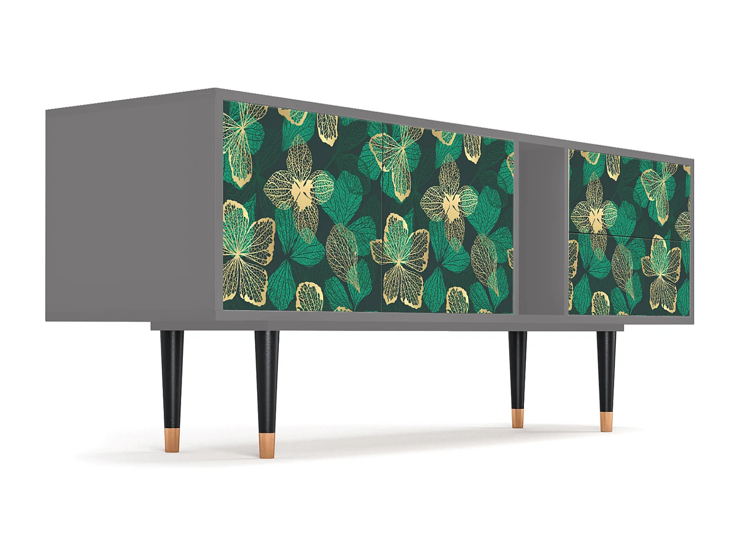 Meuble TV - 170х69х48 cm - T1 - Green Flower, Gris
