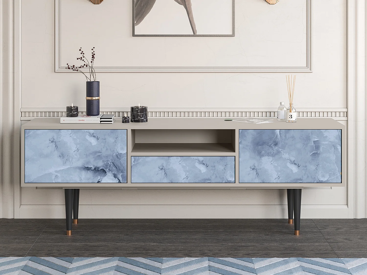 TV-meubel - 170х59х41 cm - T6 - Feather Ice, Zand