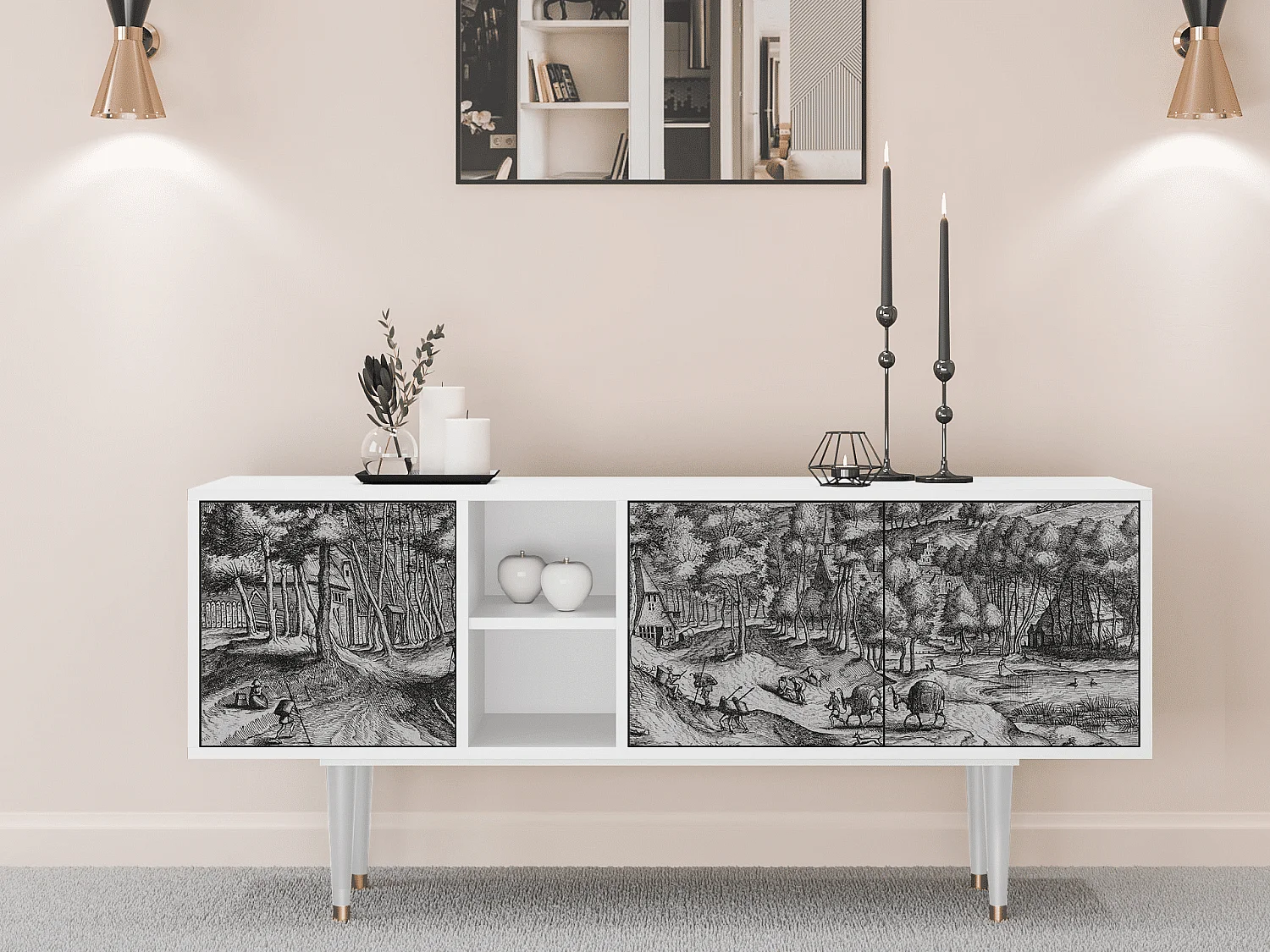 Szafka RTV - 150х69х41 cm - T5 - Rusticorum, Biały