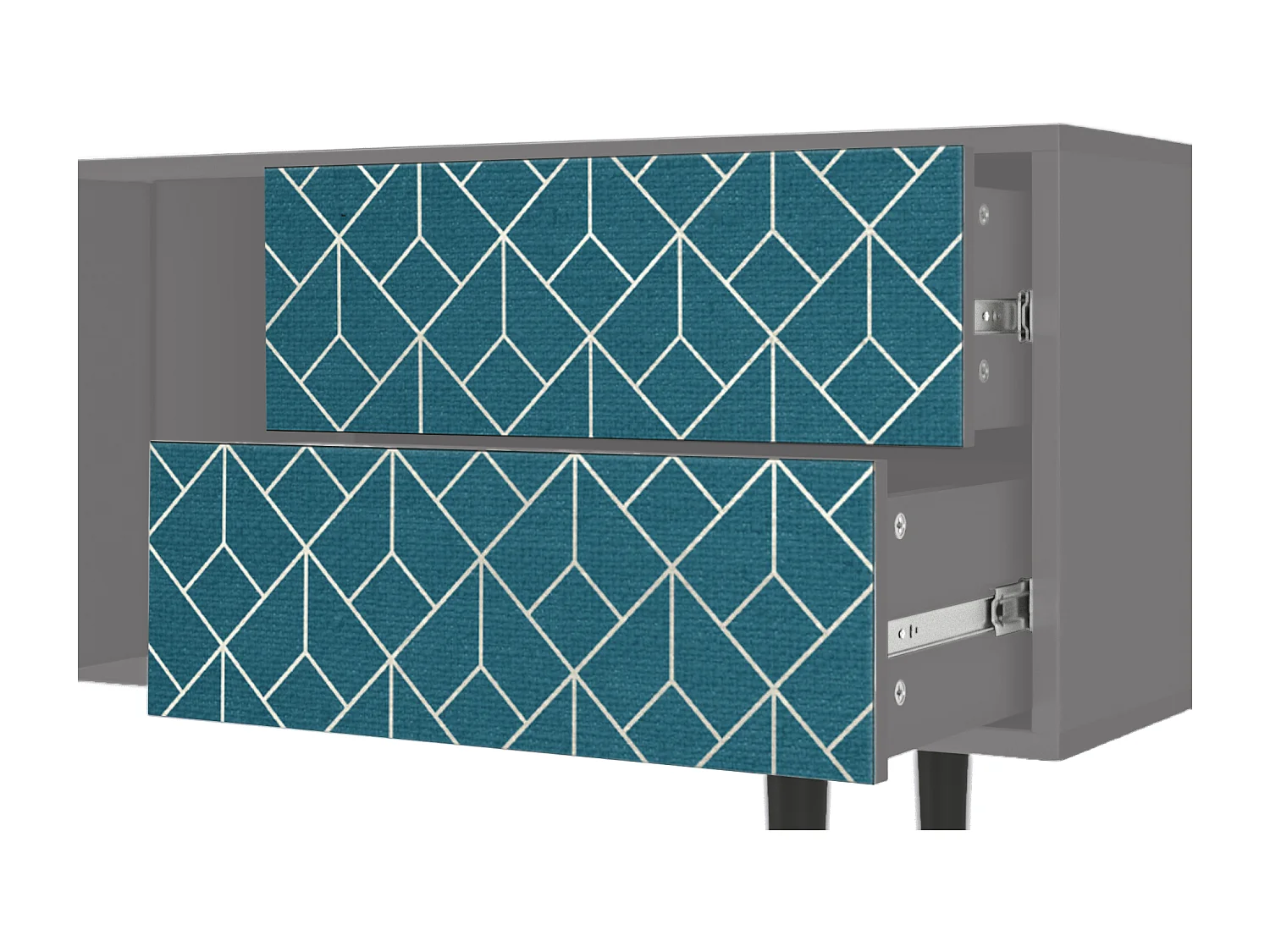 Meuble TV - 170х69х48 cm - T1 - Turquoise Geometry, Gris