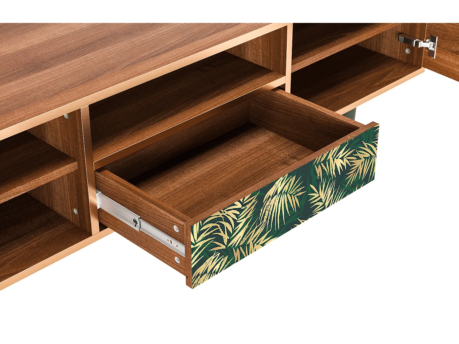 Meuble TV - 170х59х41 cm - T6 - Sunny Palm Tree, Noyer