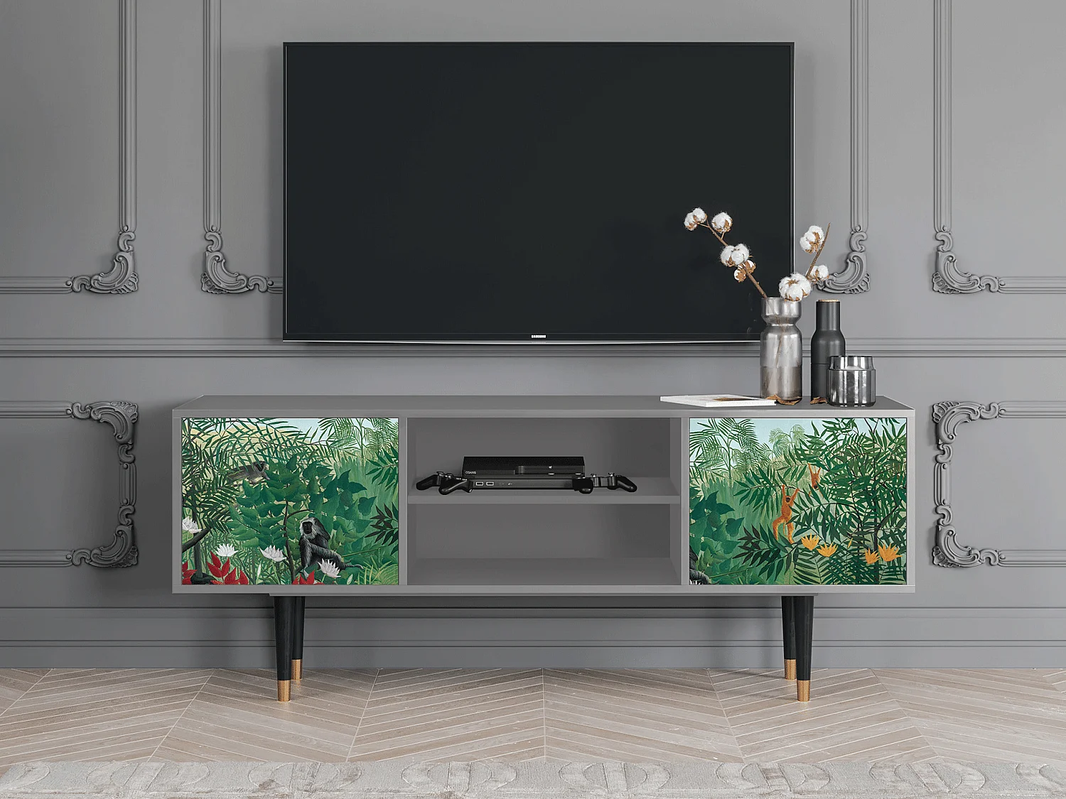 Mobile TV - 170х69х48 cm - T2 - Jungles in Paris, Grigio