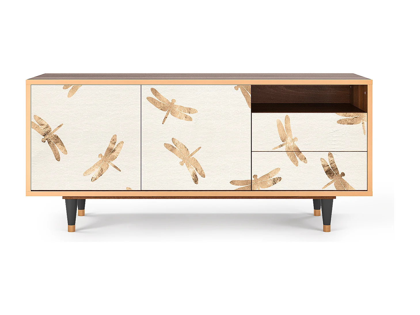 TV-meubel - 125х56х41 cm - T7 - Nude Dragonflies, Walnoot