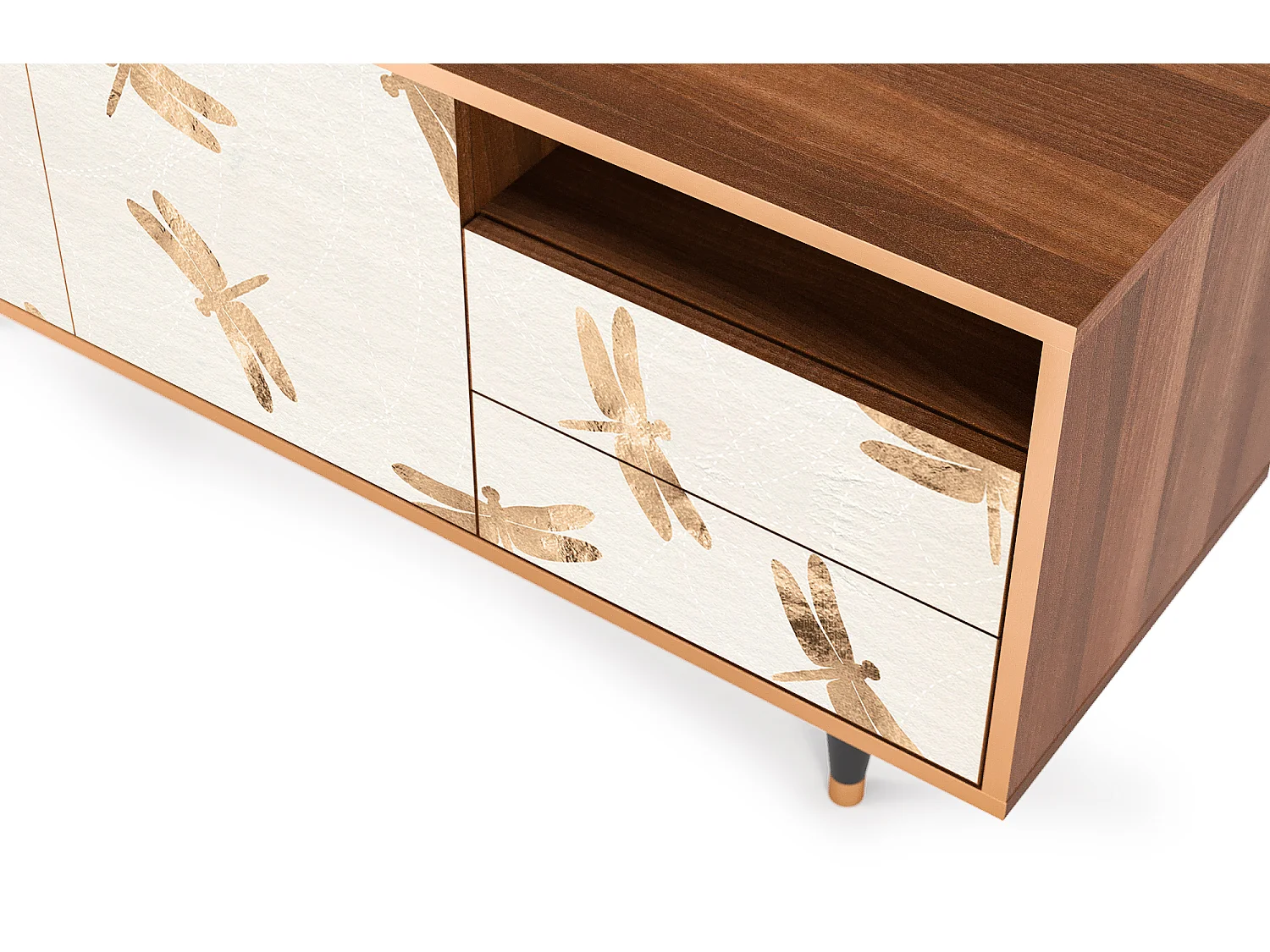 TV-meubel - 125х56х41 cm - T7 - Nude Dragonflies, Walnoot