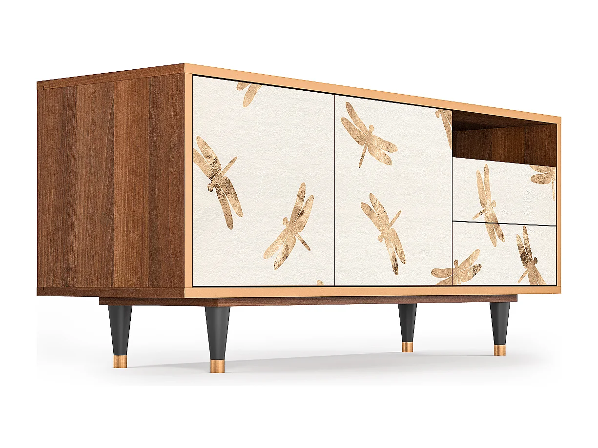 TV-meubel - 125х56х41 cm - T7 - Nude Dragonflies, Walnoot