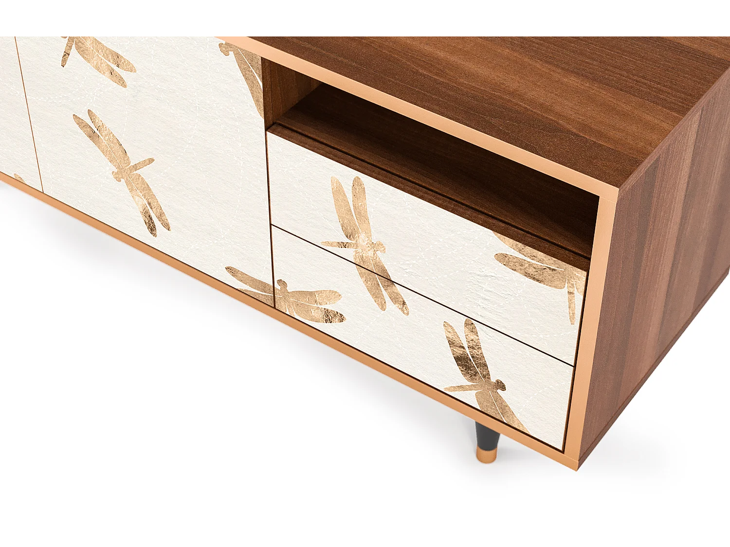 TV-meubel - 125х56х41 cm - T7 - Nude Dragonflies, Walnoot