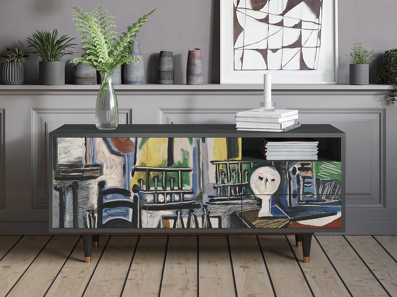 Szafka RTV - 125х56х41 cm - T7 - The Studio , Antracyt