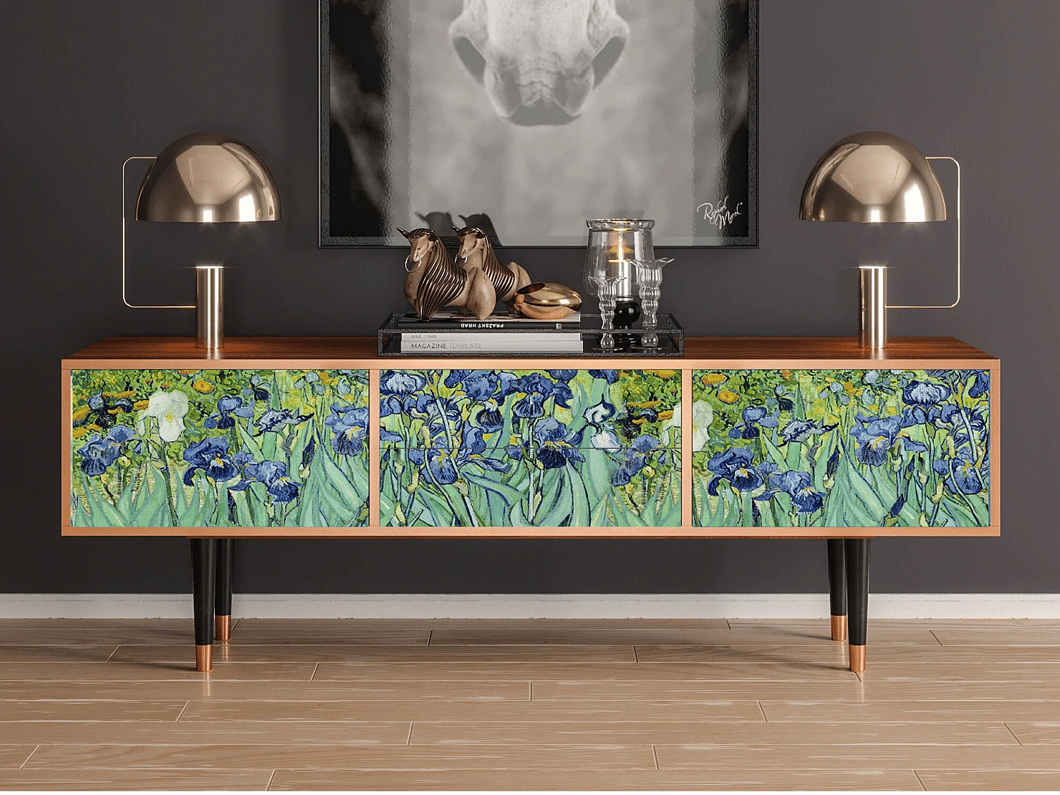 Meuble TV - 170х59х48 cm - T4 - Irises , Noyer