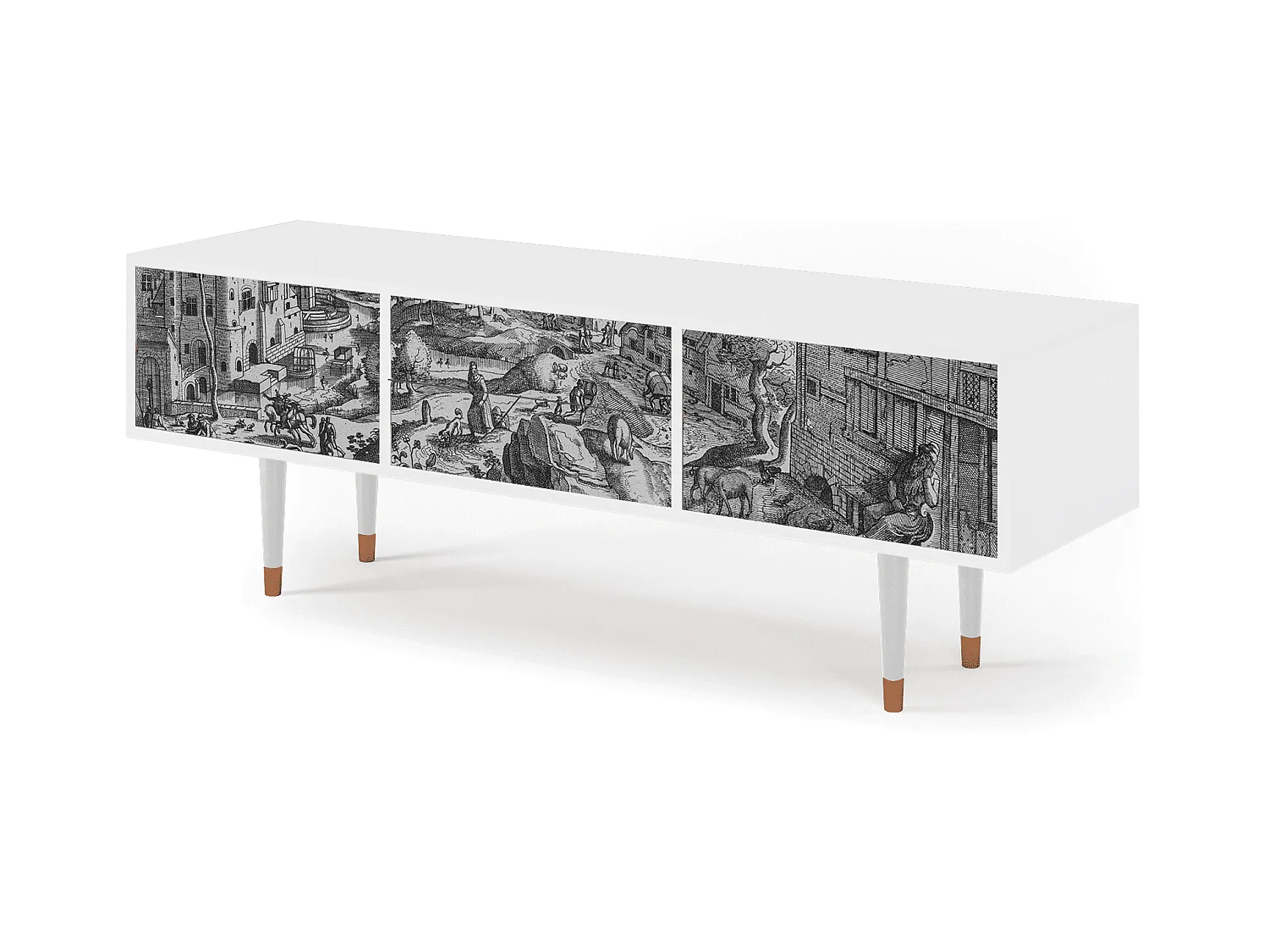 Mobile TV - 170х59х48 cm - T4 - Bird Dropping, Bianco