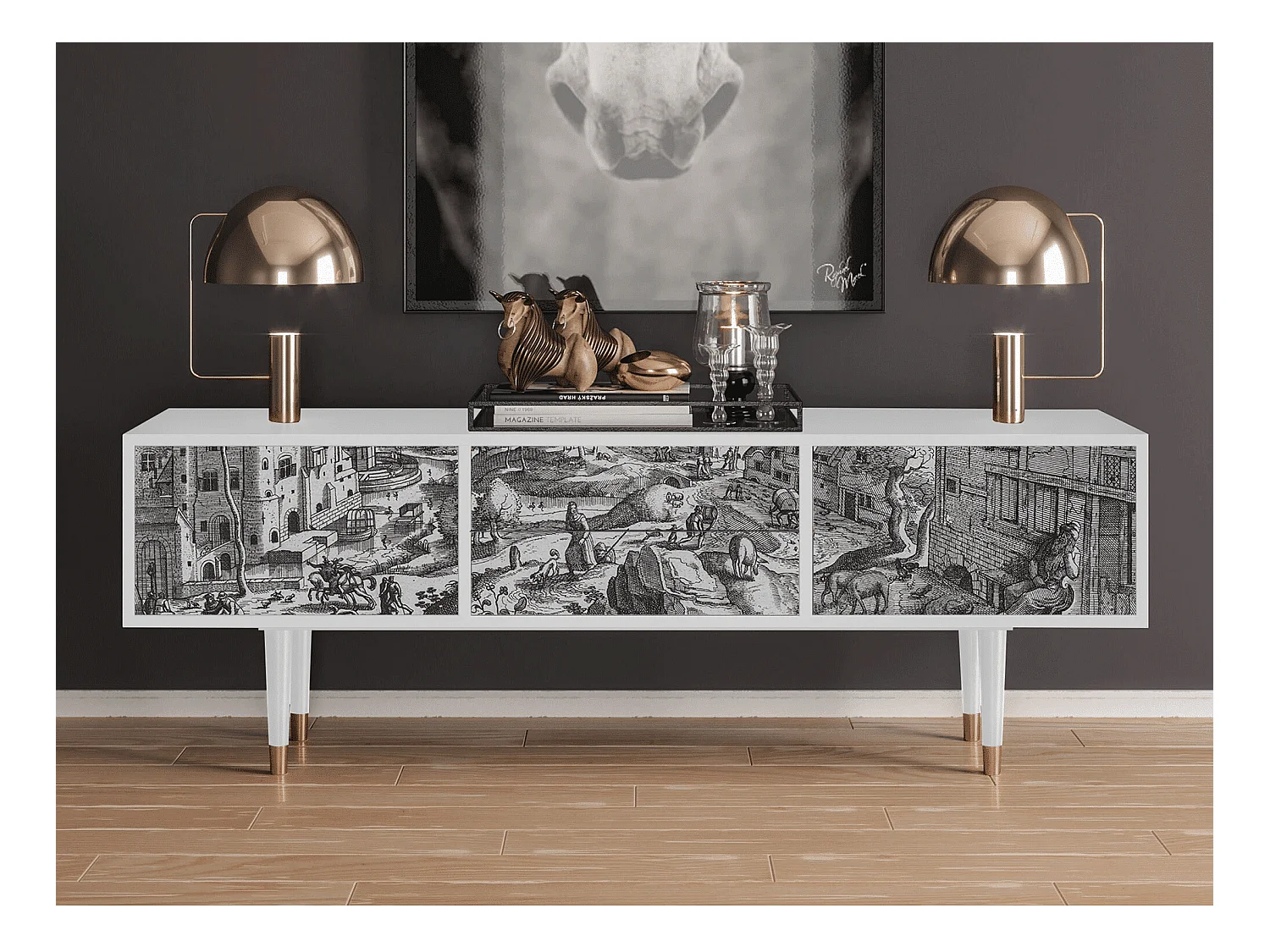 Meuble TV - 170х59х48 cm - T4 - Bird Dropping, Blanc
