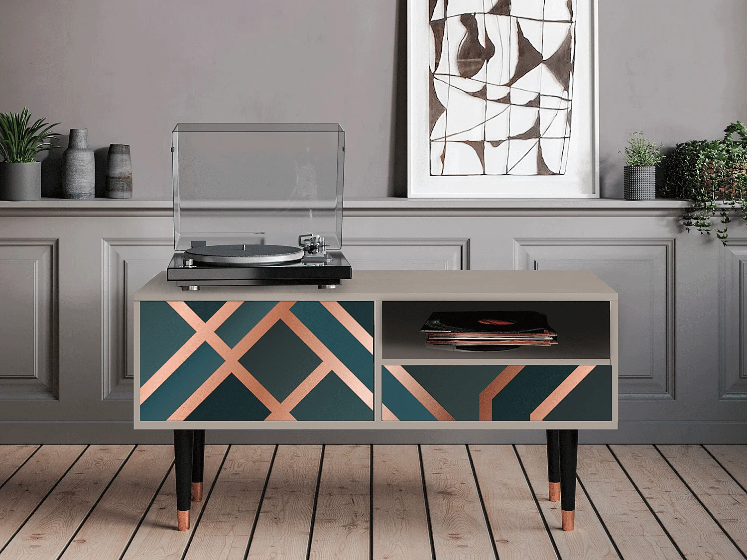 Szafka RTV - 115х59х48 cm - T3 - Bronze Crossroad, Piaskowy