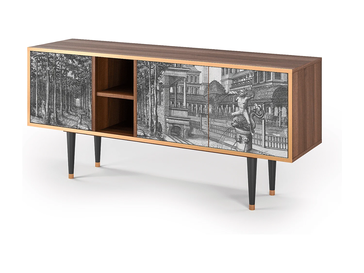 Szafka RTV - 150х69х41 cm - T5 - View of the Piazza, Orzech