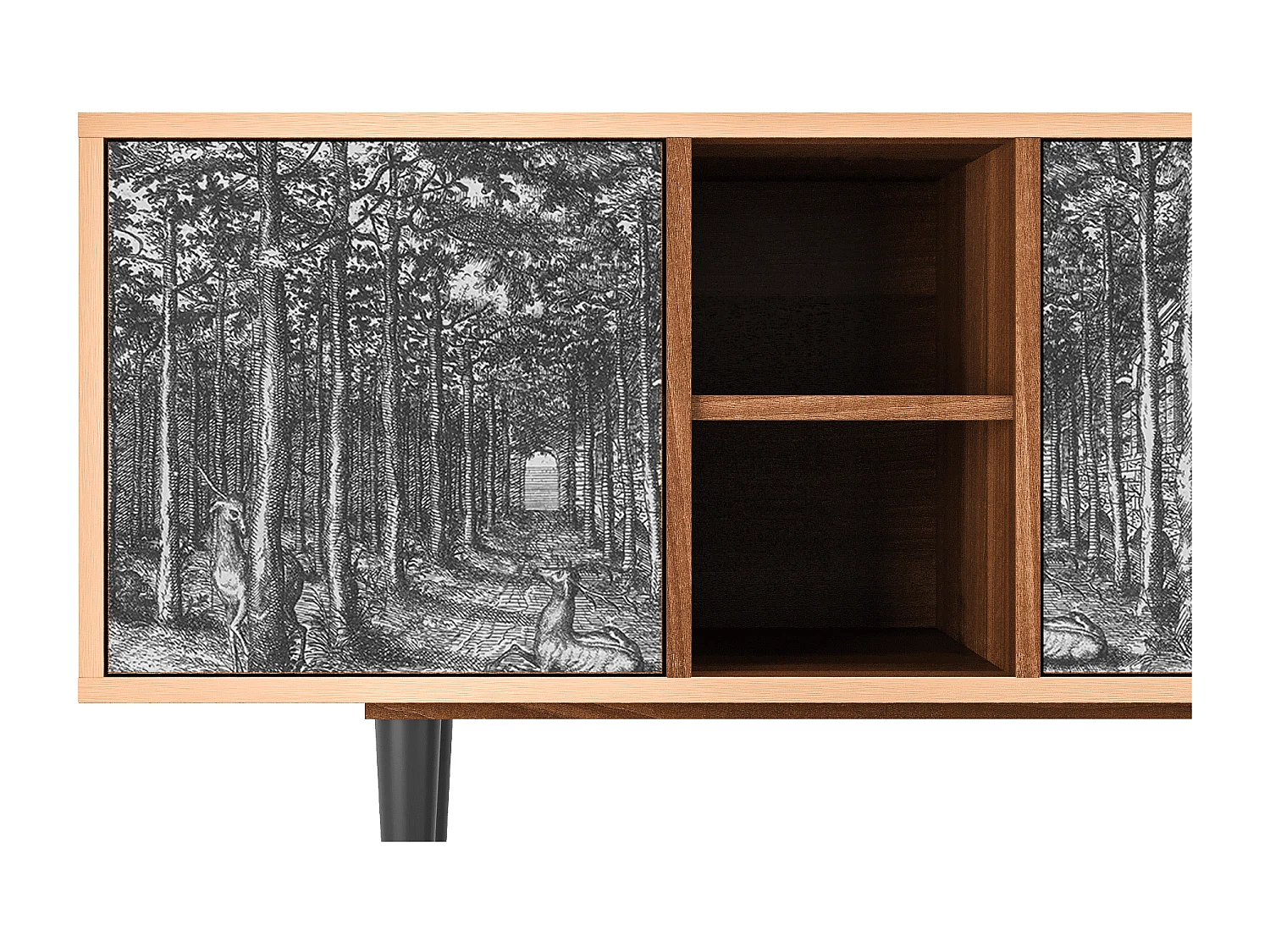 Meuble TV - 150х69х41 cm - T5 - View of the Piazza, Noyer