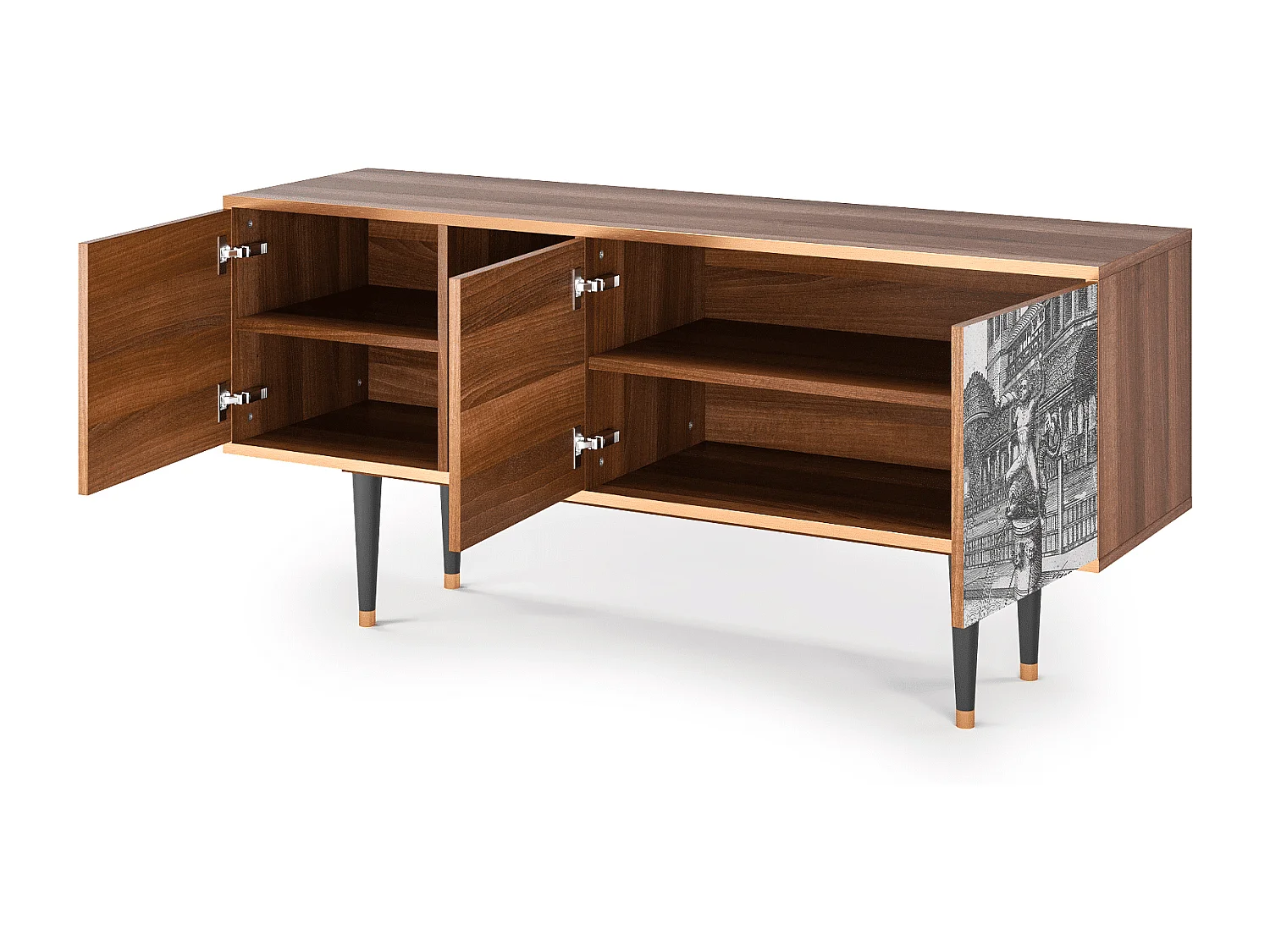 Meuble TV - 150х69х41 cm - T5 - View of the Piazza, Noyer