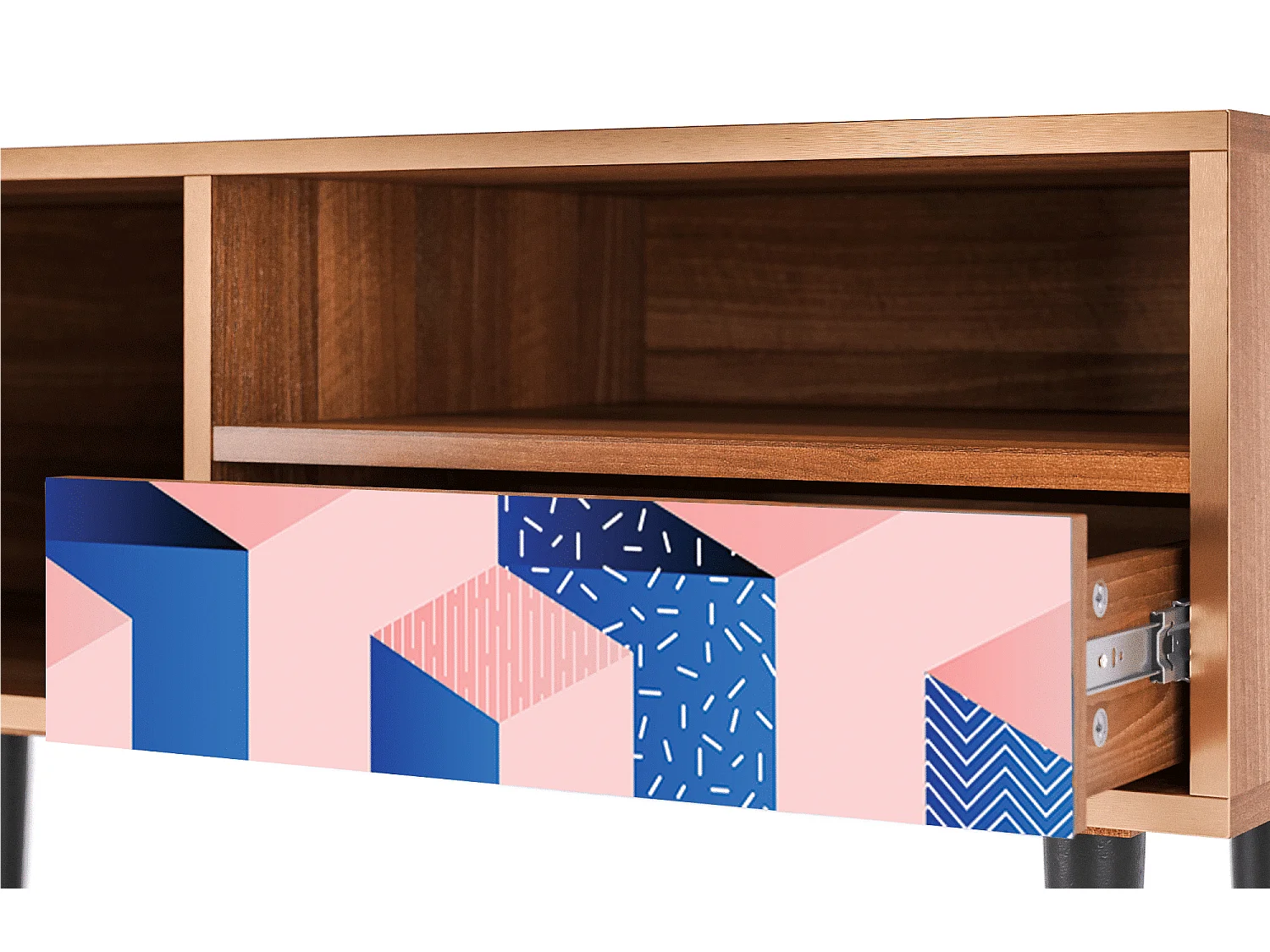 Szafka RTV - 115х59х48 cm - T3 - Pinky Squares, Orzech