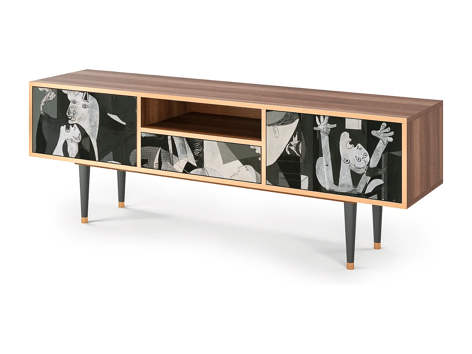 Szafka RTV - 170х59х41 cm - T6 - Guernica by Picasso, Orzech