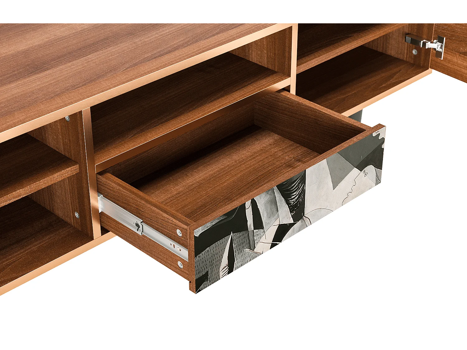Szafka RTV - 170х59х41 cm - T6 - Guernica by Picasso, Orzech