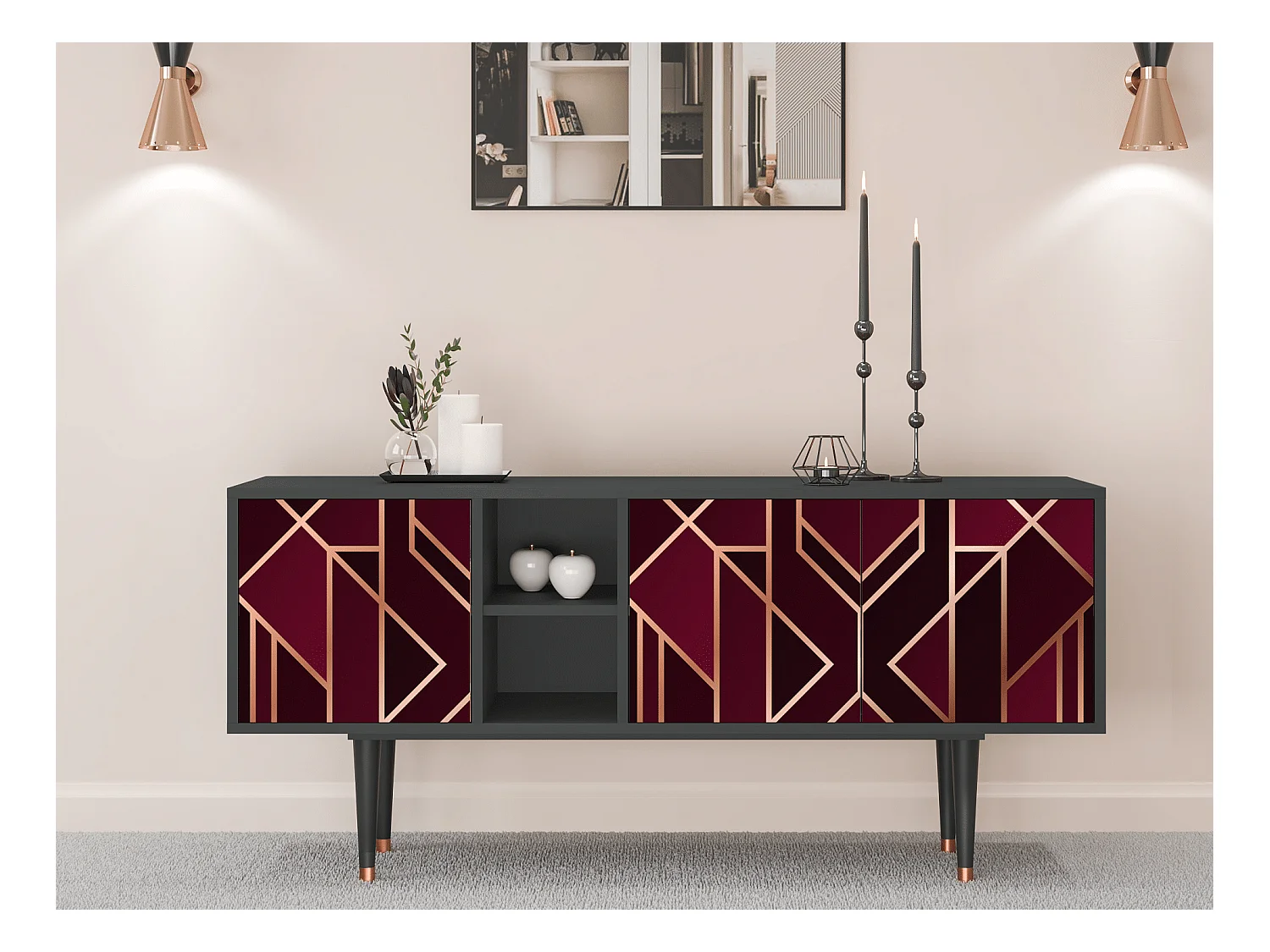 Meuble TV - 150х69х41 cm - T5 - Burgundy Jewelery, Anthracite