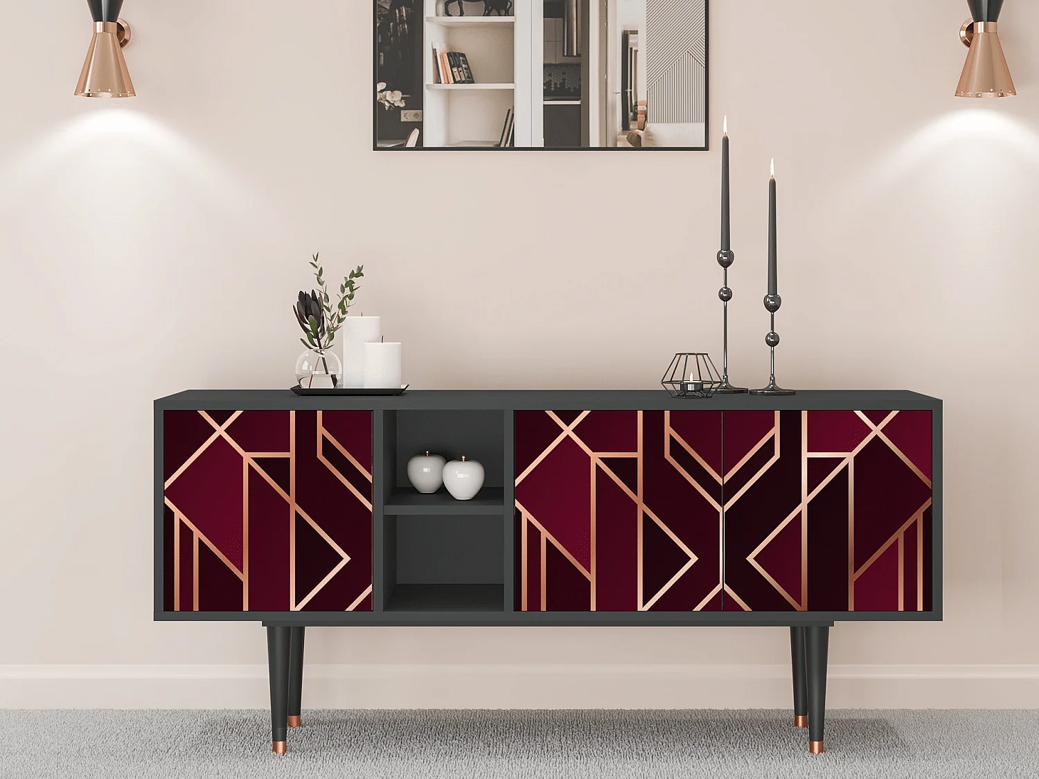 Meuble TV - 150х69х41 cm - T5 - Burgundy Jewelery, Anthracite