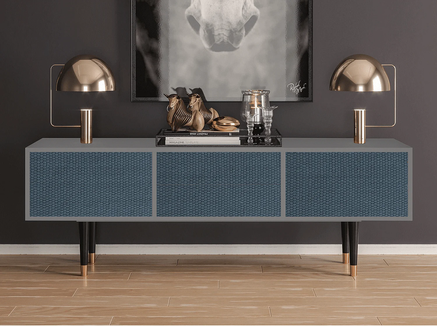 Mobile TV - 170х59х48 cm - T4 - Knitted Pattern, Grigio