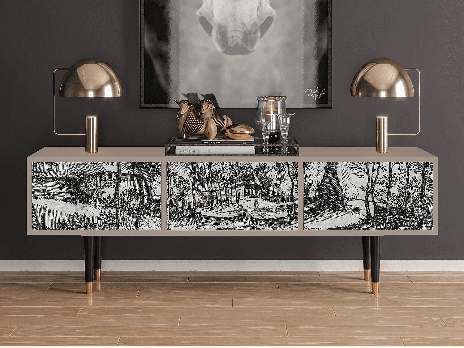 TV-Möbel - 170х59х48 cm - T4 - Village Road, Latte