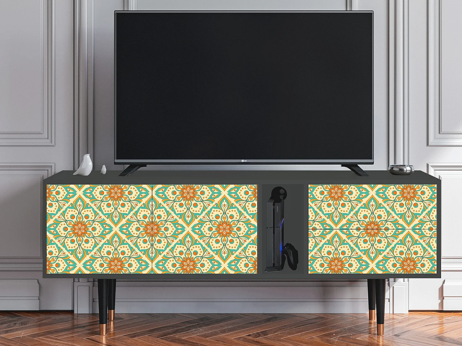 Mobile TV - 170х69х48 cm - T1 - Hindu Daisy, Antracite