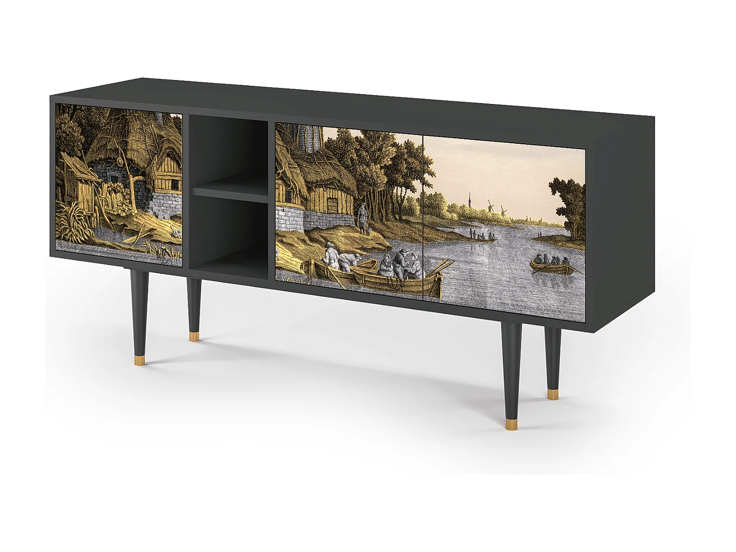 Mueble de TV - 150х69х41 cm - T5 - Mill along a River, Antracite