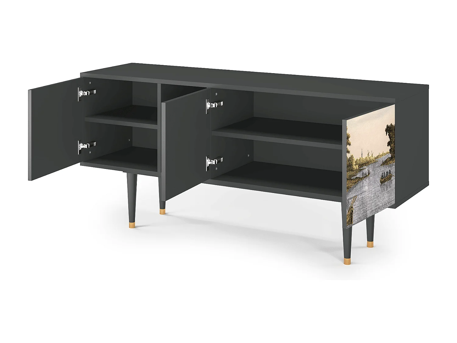 Mueble de TV - 150х69х41 cm - T5 - Mill along a River, Antracite