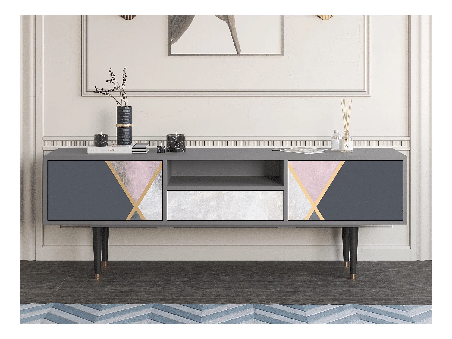 Meuble TV - 170х59х41 cm - T6 - Ideal Harmony, Gris
