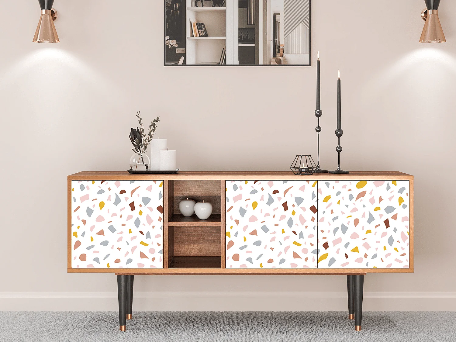 Mueble de TV - 150х69х41 cm - T5 - Marmelade Cheese, Nogal