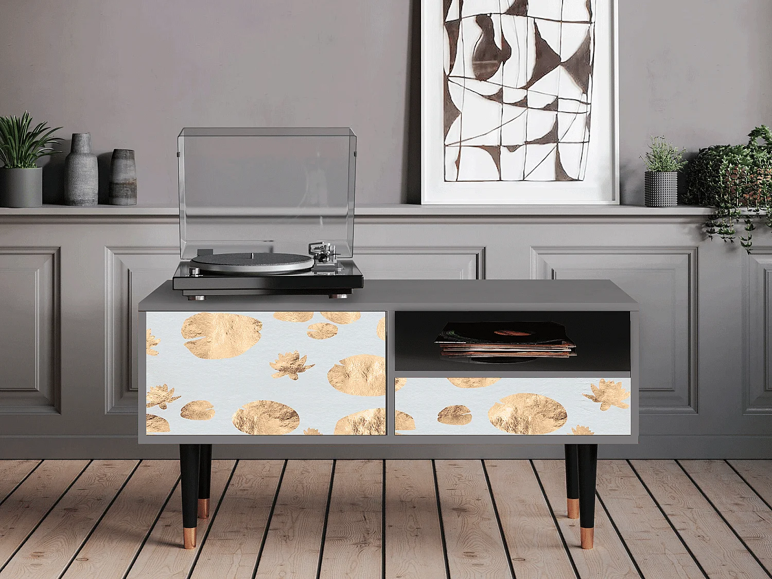 TV-Möbel - 115х59х48 cm - T3 - Blue Giraffe, Grau