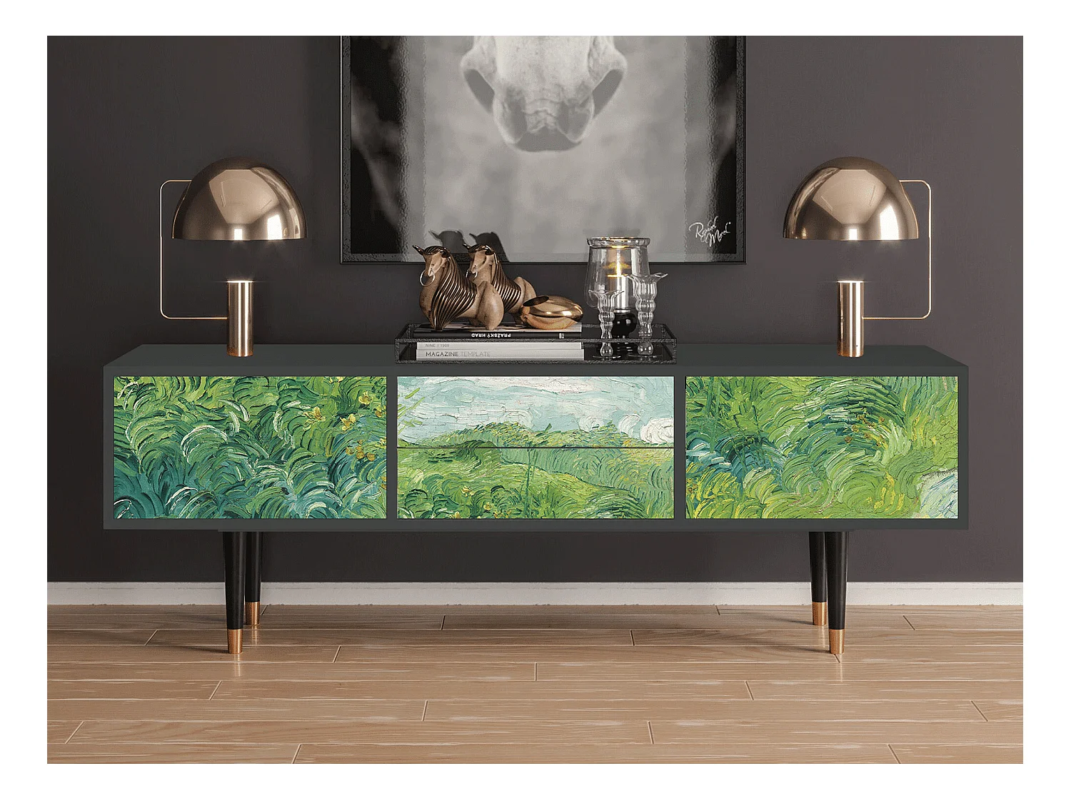 Meuble TV - 170х59х48 cm - T4 - Green Wheat Fields, Anthracite