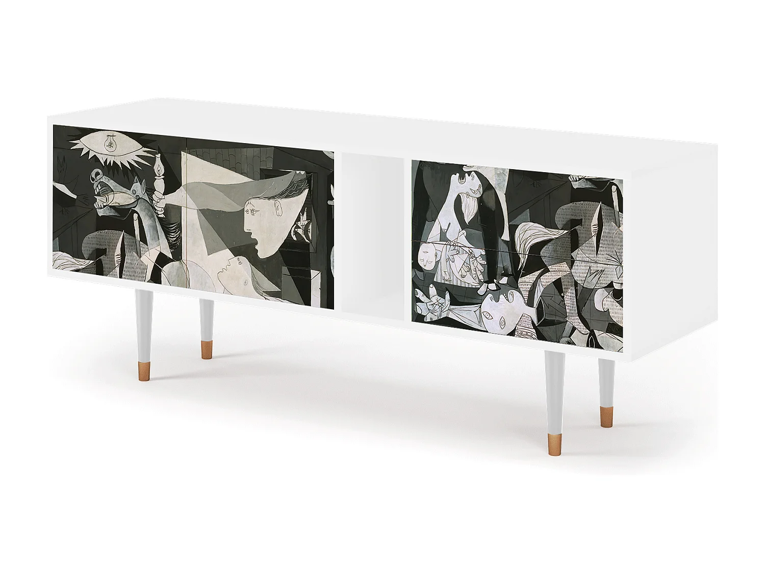 Szafka RTV - 170х69х48 cm - T1 - Guernica by Picasso, Biały