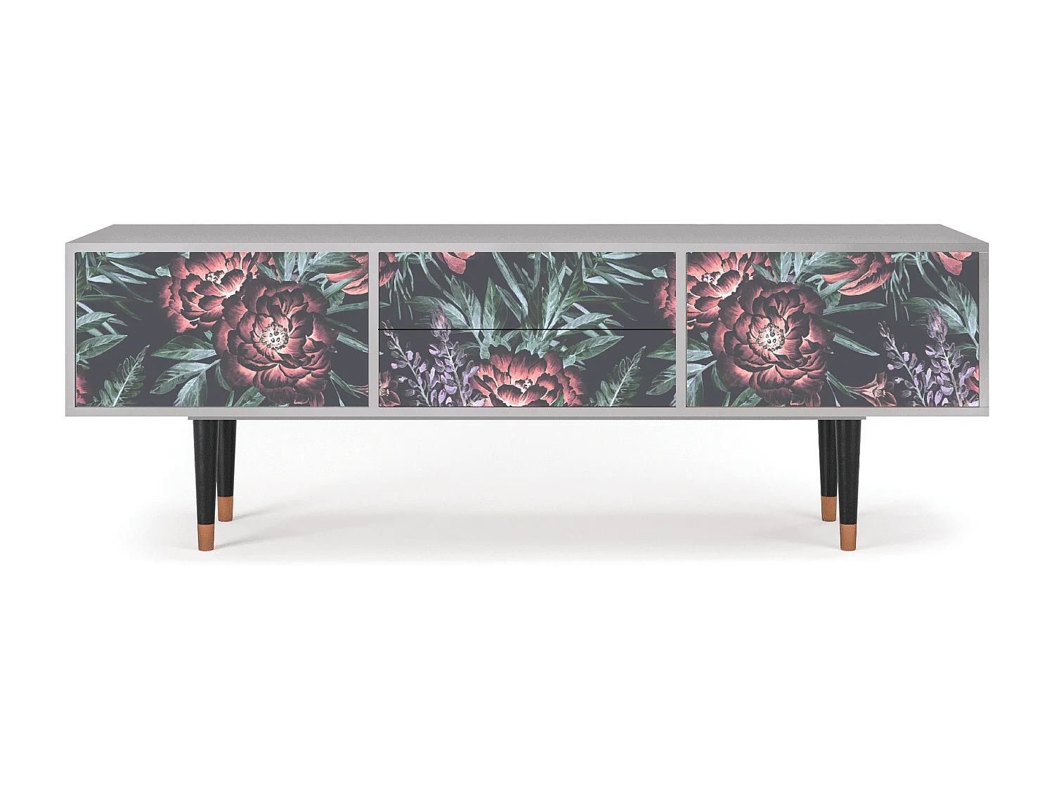 TV-Möbel - 170х59х48 cm - T4 - Dark Peonies, Grau