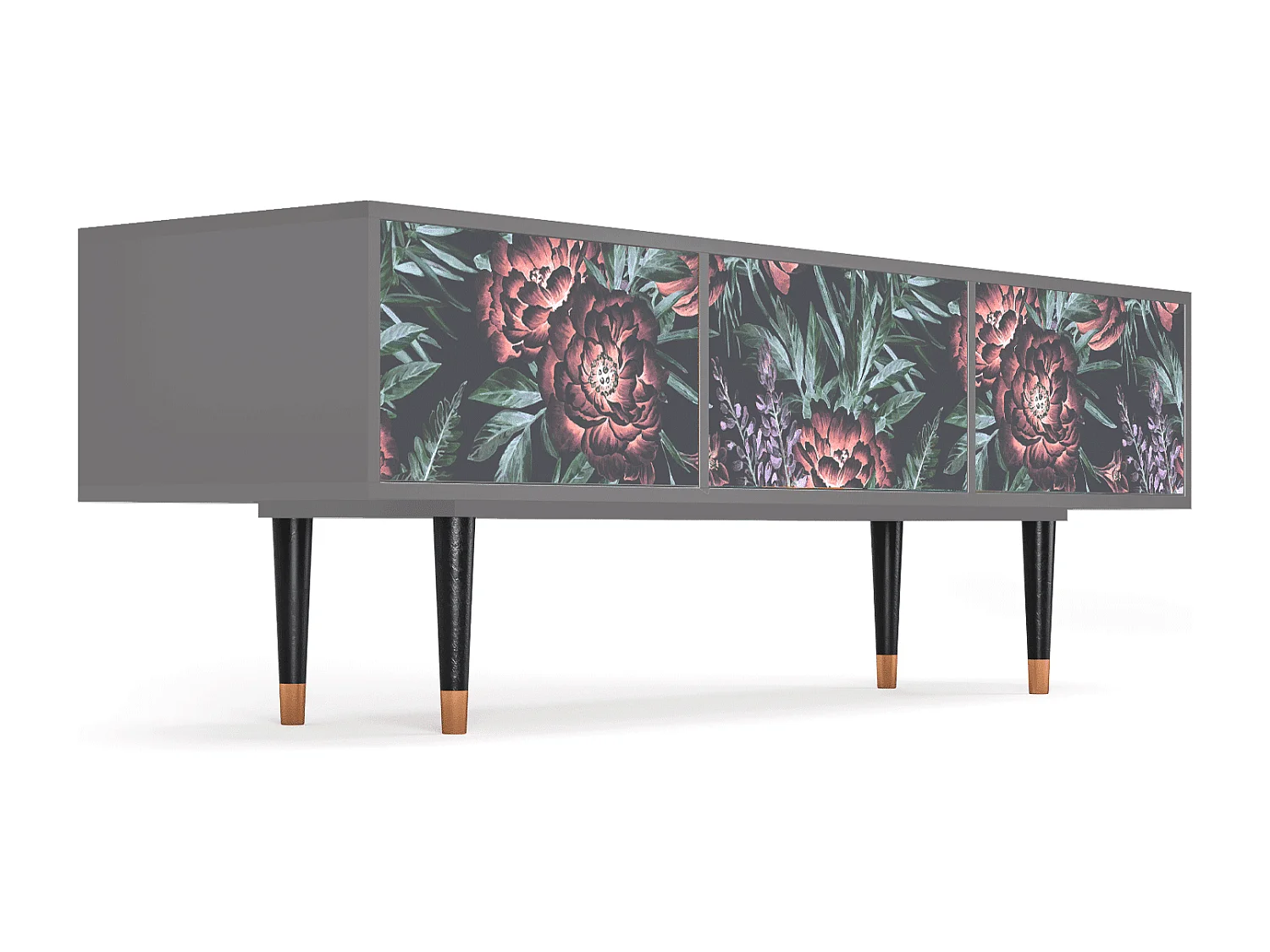 TV-Möbel - 170х59х48 cm - T4 - Dark Peonies, Grau