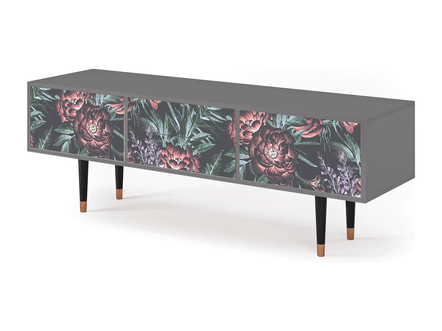 Meuble TV - 170х59х48 cm - T4 - Dark Peonies, Gris