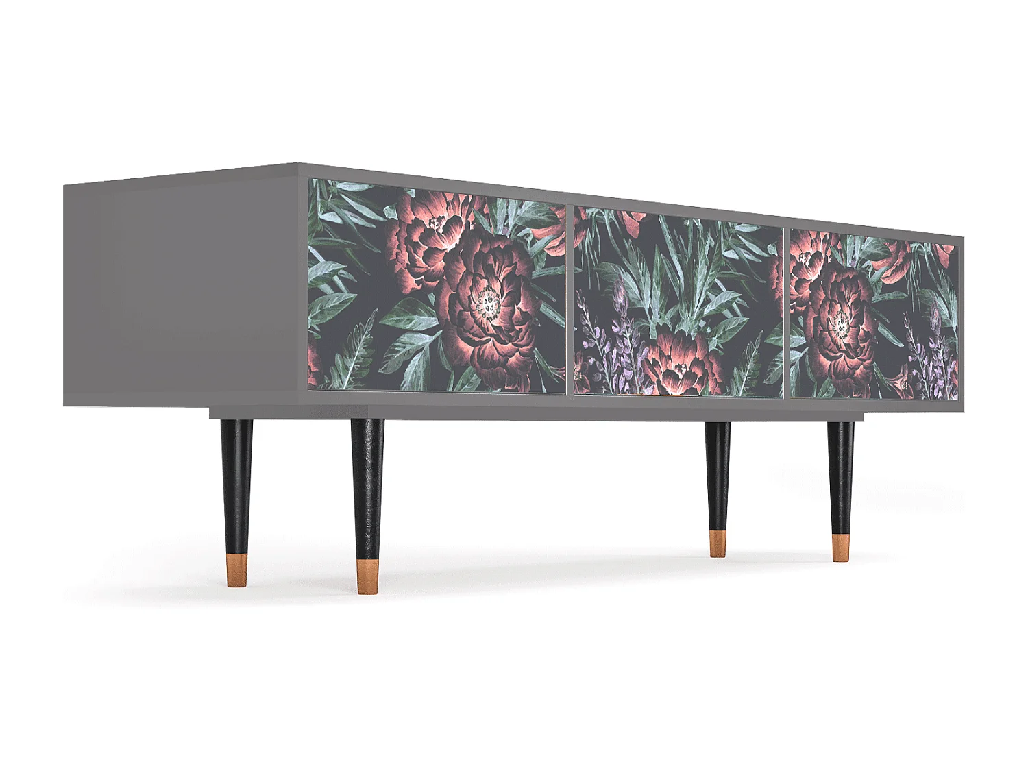 Meuble TV - 170х59х48 cm - T4 - Dark Peonies, Gris