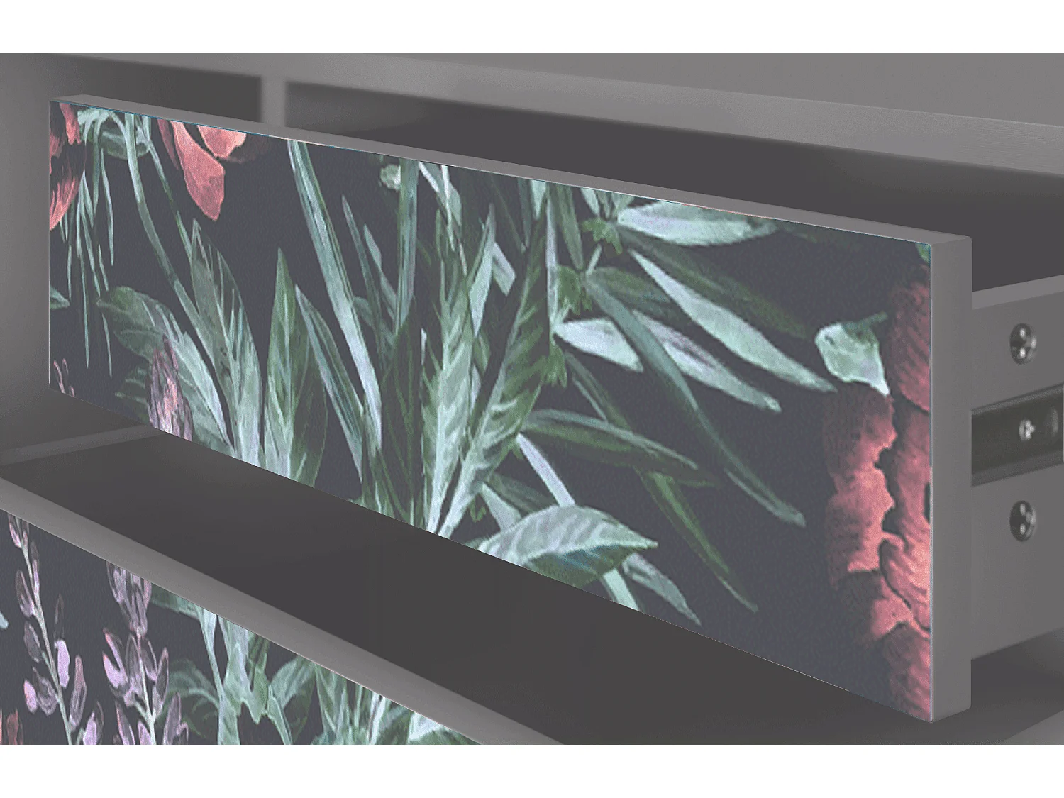 Meuble TV - 170х59х48 cm - T4 - Dark Peonies, Gris